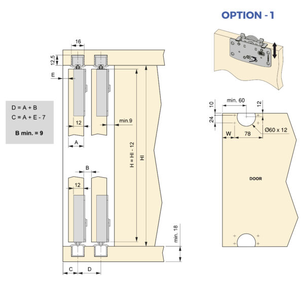 FLOW-2 lükandsüsteeemi kmpl, 2 uksele skeem