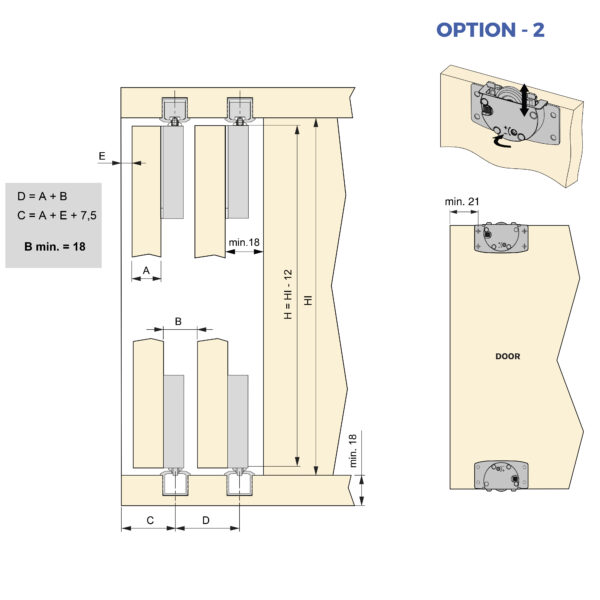 FLOW-2 lükandsüsteeemi kmpl, 2 uksele skeem